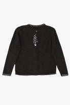 Vintage Black Basic Editions Trees Ugly Christmas Cardigan (1990s)