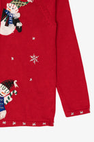 Vintage Red White Stag Snowmen Ugly Christmas Cardigan (1990s)