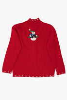 Vintage Red White Stag Snowmen Ugly Christmas Cardigan (1990s)