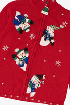 Vintage Red White Stag Snowmen Ugly Christmas Cardigan (1990s)