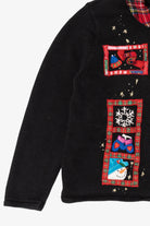 Vintage Black Hampshire Studio Snowmen Ugly Christmas Cardigan (1990s)