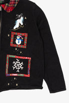 Vintage Black Hampshire Studio Snowmen Ugly Christmas Cardigan (1990s)