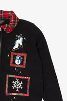 Vintage Black Hampshire Studio Snowmen Ugly Christmas Cardigan (1990s)