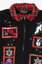 Vintage Black Hampshire Studio Snowmen Ugly Christmas Cardigan (1990s)