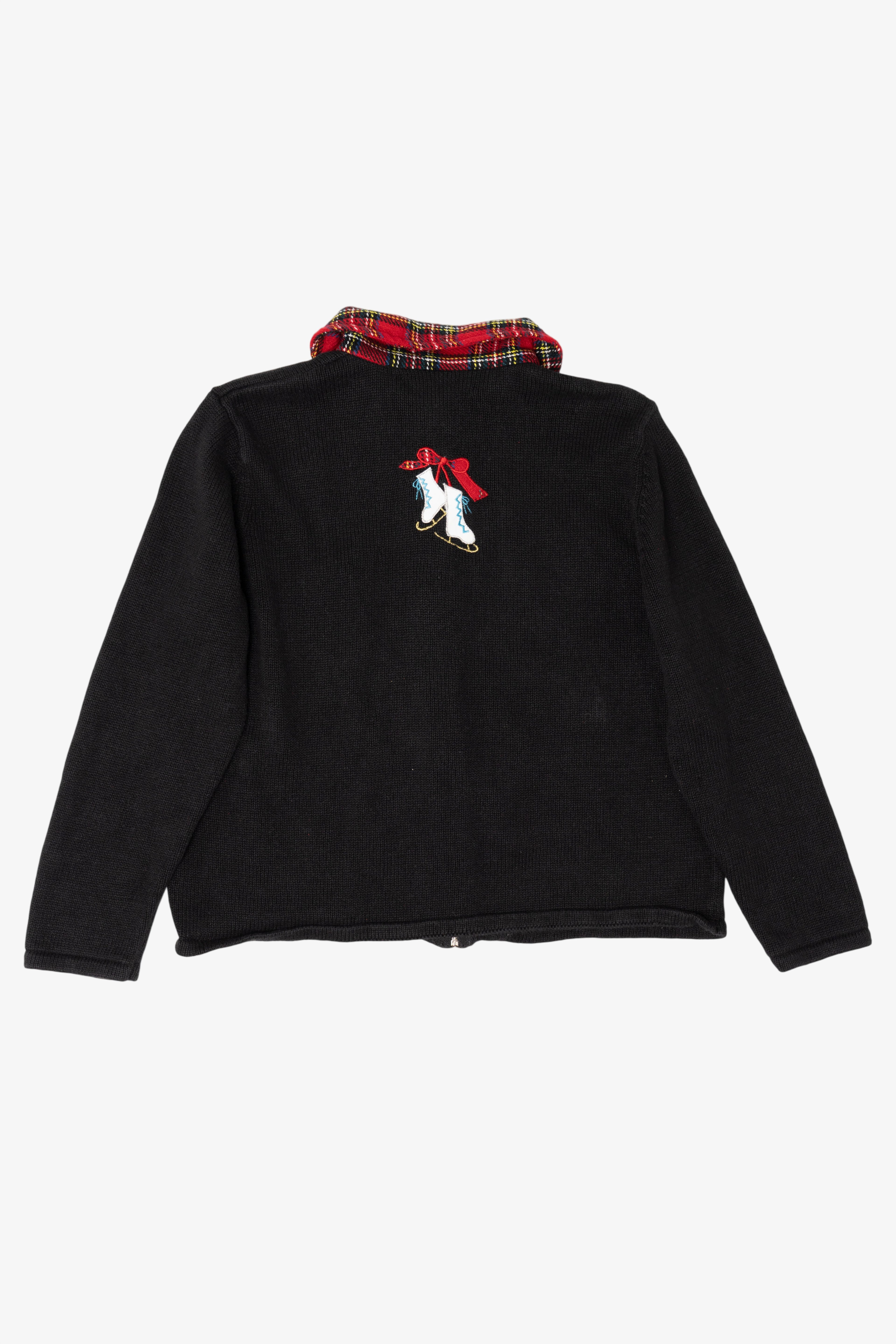 Vintage Black Hampshire Studio Snowmen Ugly Christmas Cardigan (1990s)