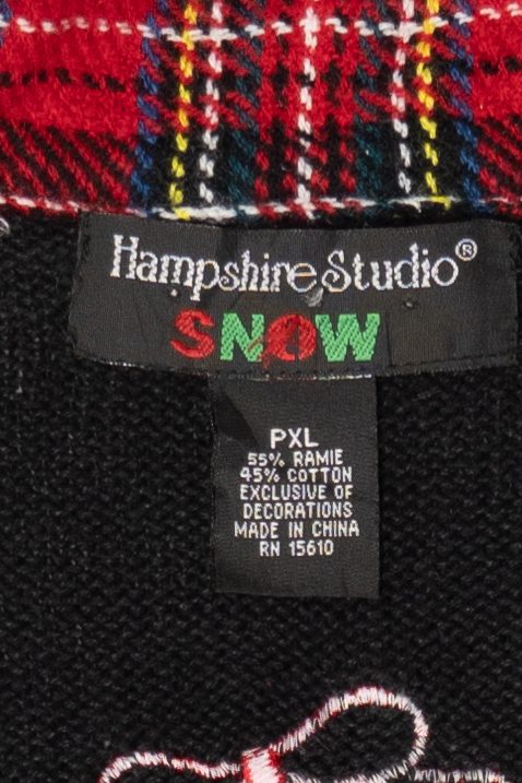 Vintage Black Hampshire Studio Snowmen Ugly Christmas Cardigan (1990s)