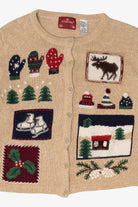 Vintage Beige Holiday Lodge Ugly Christmas Cardigan (2000s)