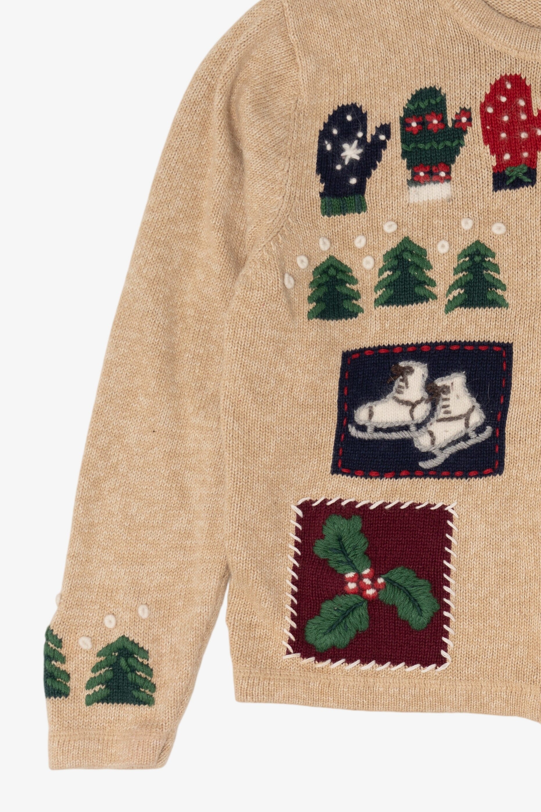 Vintage Beige Holiday Lodge Ugly Christmas Cardigan (2000s)
