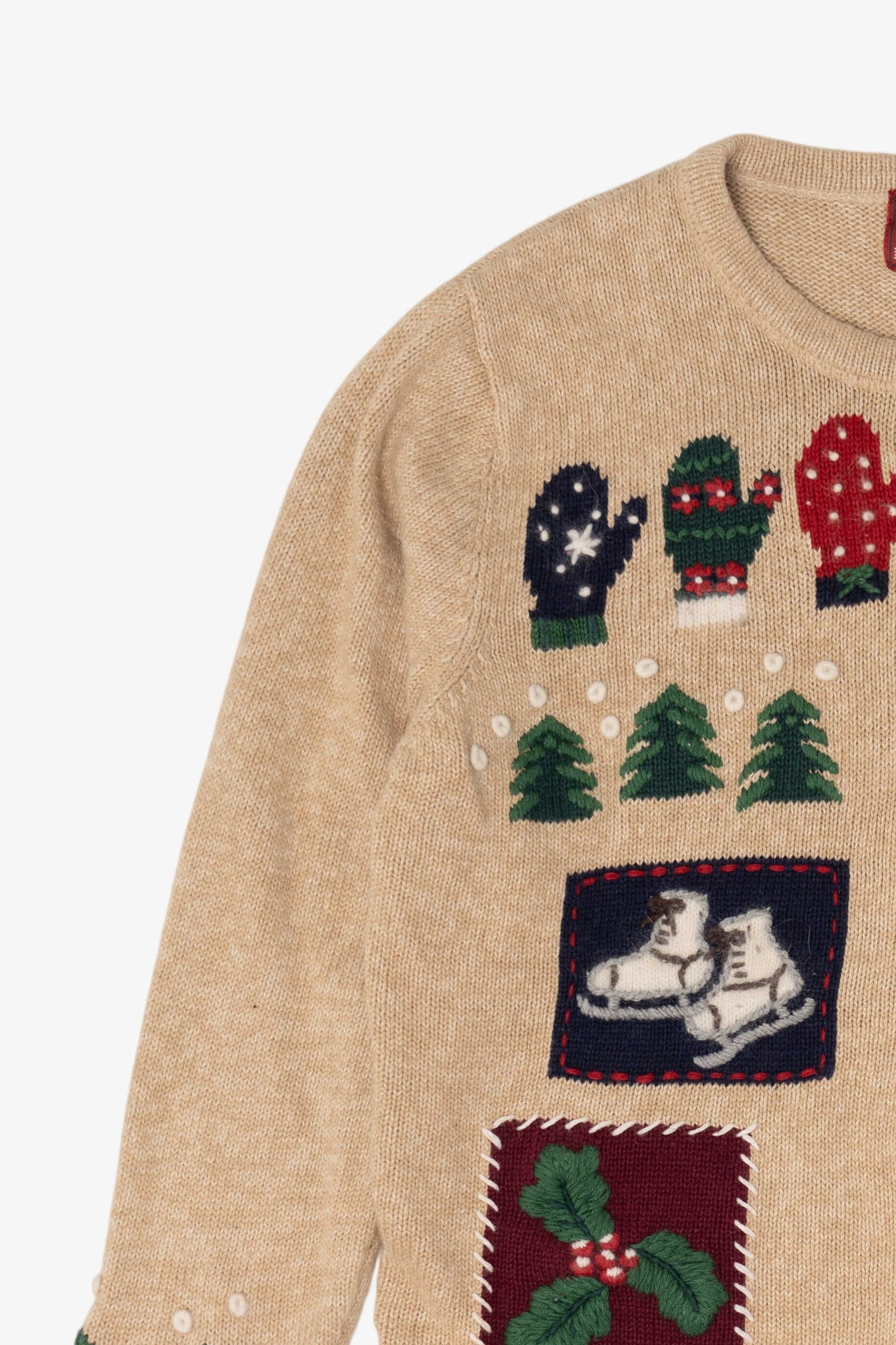 Vintage Beige Holiday Lodge Ugly Christmas Cardigan (2000s)