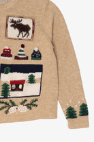 Vintage Beige Holiday Lodge Ugly Christmas Cardigan (2000s)