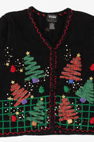 Vintage Black Designers Originals Studio Trees Christmas Cardigan (1990s)