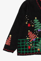 Vintage Black Designers Originals Studio Trees Christmas Cardigan (1990s)