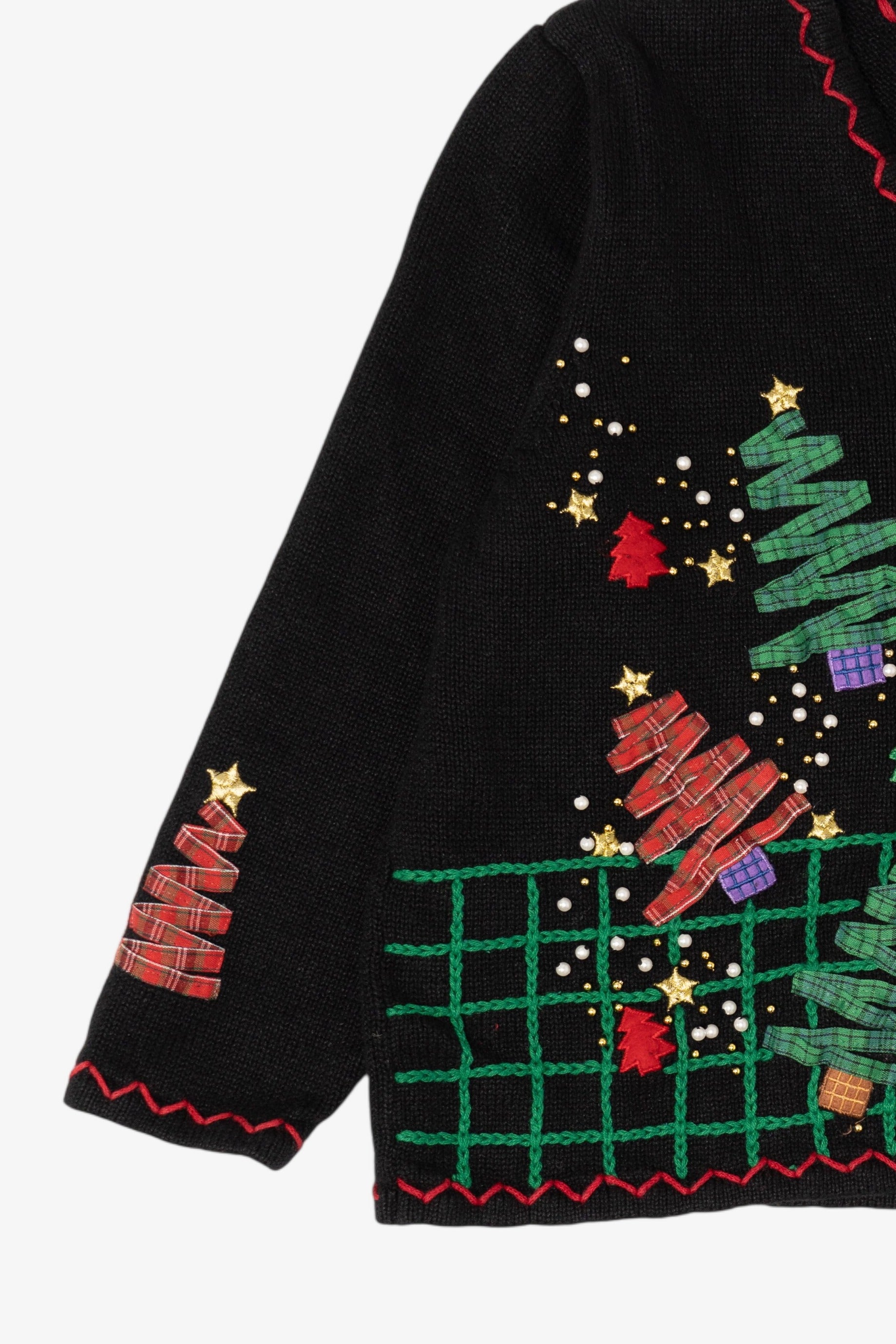 Vintage Black Designers Originals Studio Trees Christmas Cardigan (1990s)