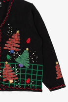 Vintage Black Designers Originals Studio Trees Christmas Cardigan (1990s)