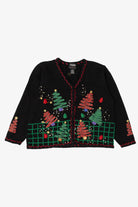 Vintage Black Designers Originals Studio Trees Christmas Cardigan (1990s)