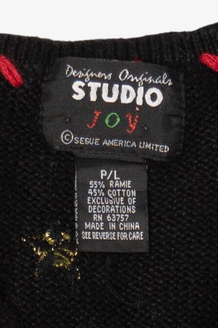 Vintage Black Designers Originals Studio Trees Christmas Cardigan (1990s)