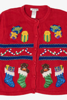 Vintage Red Airport Presents Ugly Christmas Cardigan (1990s)