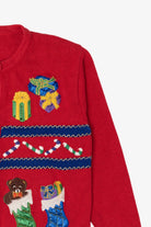 Vintage Red Airport Presents Ugly Christmas Cardigan (1990s)