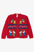 Vintage Red Airport Presents Ugly Christmas Cardigan (1990s)