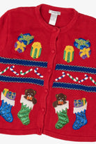 Vintage Red Airport Presents Ugly Christmas Cardigan (1990s)