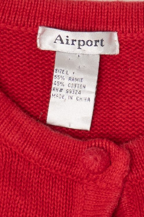Vintage Red Airport Presents Ugly Christmas Cardigan (1990s)