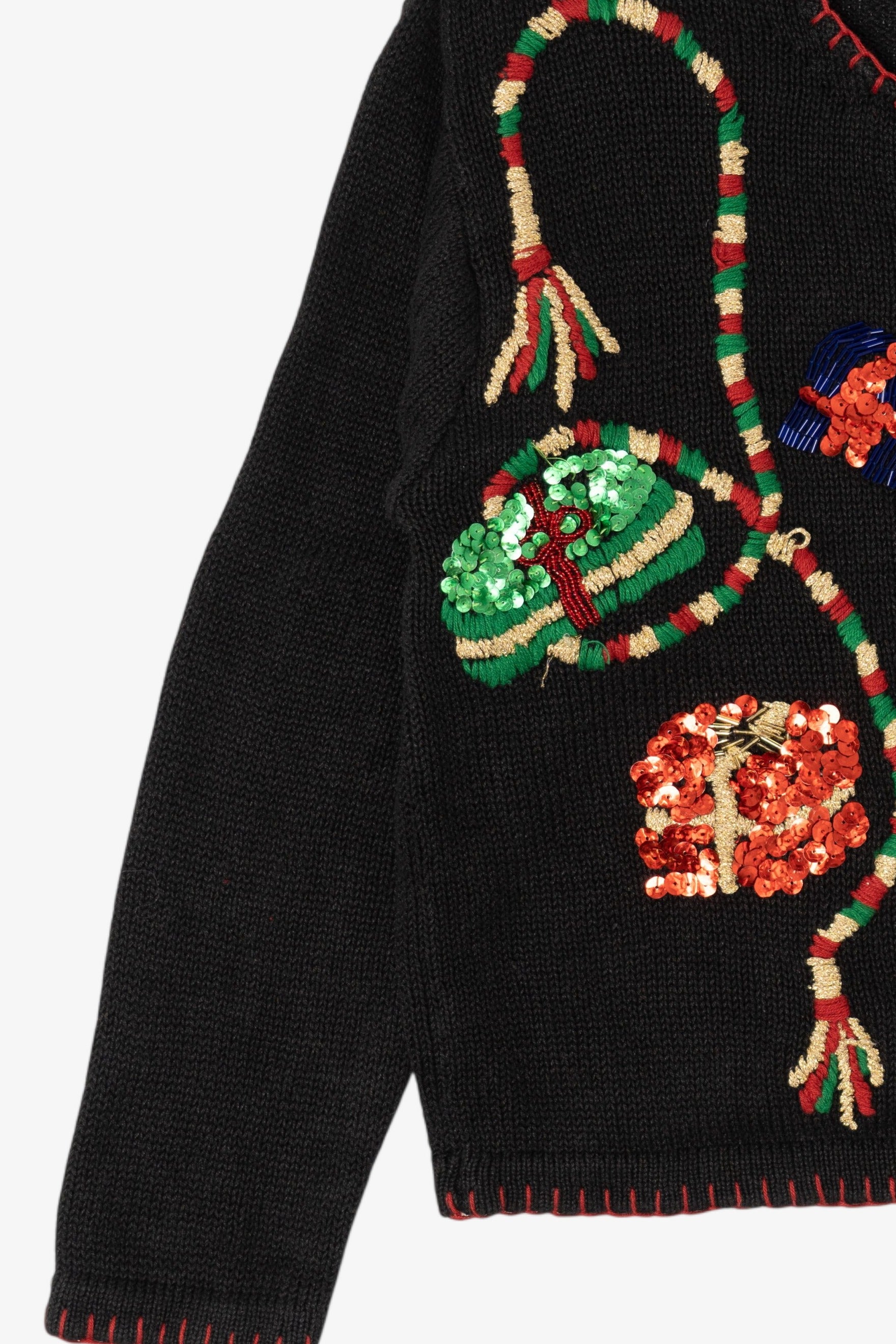 Vintage Black Reference Point Presents Ugly Christmas Cardigan (1990s)