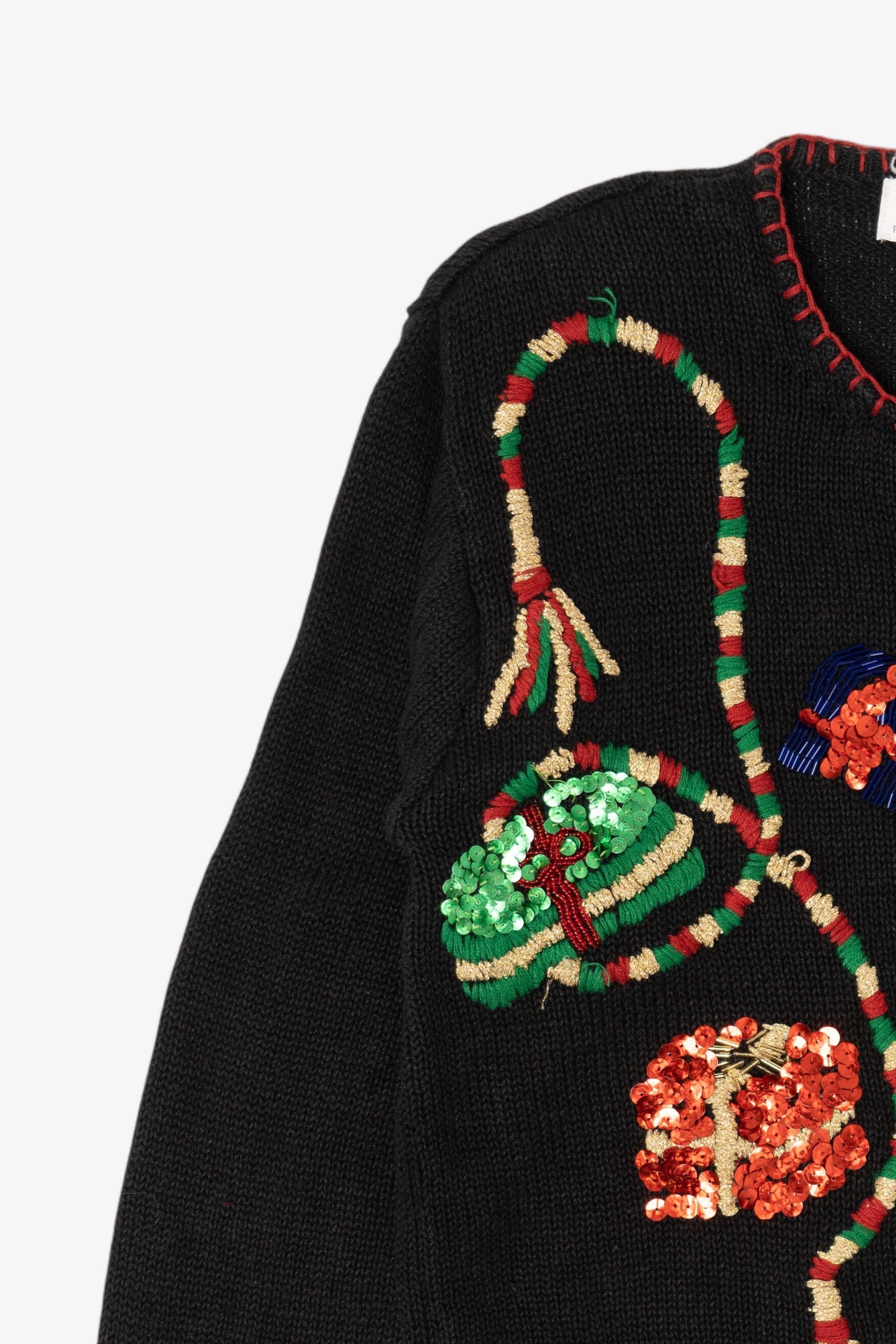 Vintage Black Reference Point Presents Ugly Christmas Cardigan (1990s)