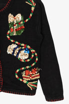 Vintage Black Reference Point Presents Ugly Christmas Cardigan (1990s)