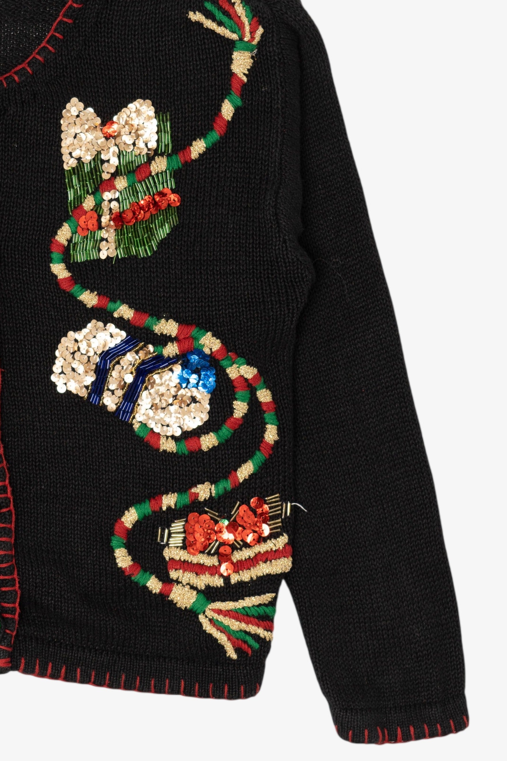 Vintage Black Reference Point Presents Ugly Christmas Cardigan (1990s)