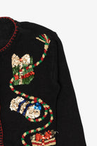 Vintage Black Reference Point Presents Ugly Christmas Cardigan (1990s)