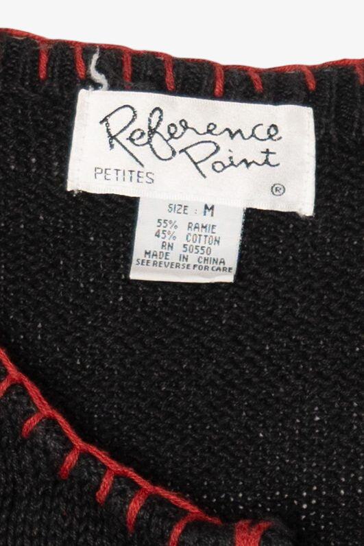 Vintage Black Reference Point Presents Ugly Christmas Cardigan (1990s)
