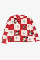 Vintage Red Checkered Marisa Christina Snowmen Ugly Christmas Cardigan (1990s)