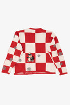 Vintage Red Checkered Marisa Christina Snowmen Ugly Christmas Cardigan (1990s)