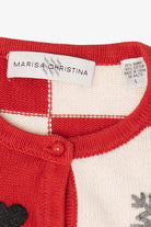 Vintage Red Checkered Marisa Christina Snowmen Ugly Christmas Cardigan (1990s)