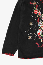 Vintage Black Crystal Kobe Ornaments Ugly Christmas Cardigan (1990s)