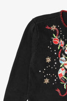 Vintage Black Crystal Kobe Ornaments Ugly Christmas Cardigan (1990s)