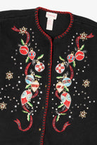 Vintage Black Crystal Kobe Ornaments Ugly Christmas Cardigan (1990s)