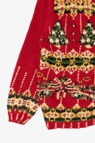 Vintage Red Tiara Trees Ugly Christmas Cardigan (1990s)