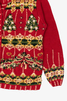 Vintage Red Tiara Trees Ugly Christmas Cardigan (1990s)
