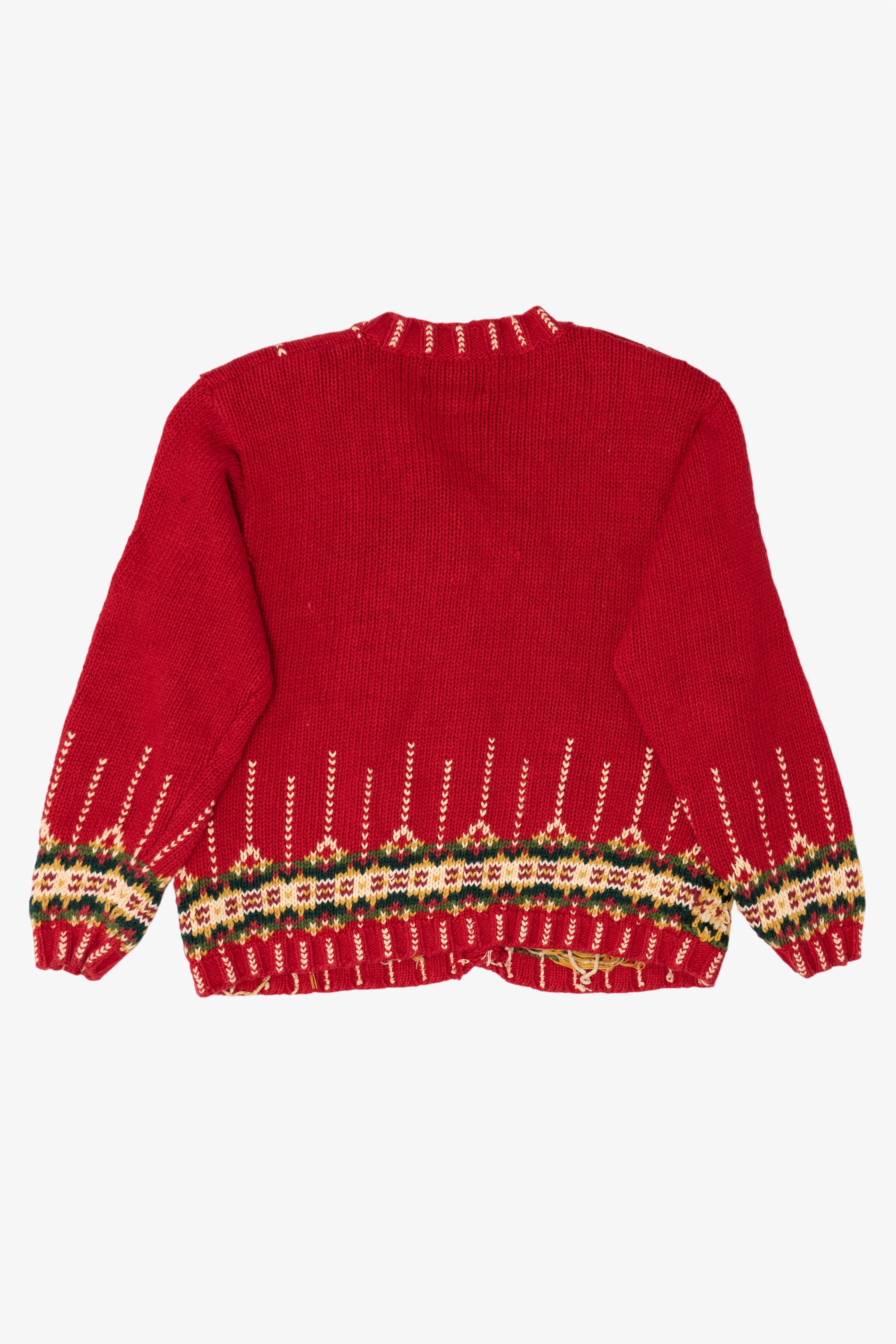 Vintage Red Tiara Trees Ugly Christmas Cardigan (1990s)