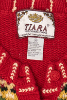 Vintage Red Tiara Trees Ugly Christmas Cardigan (1990s)