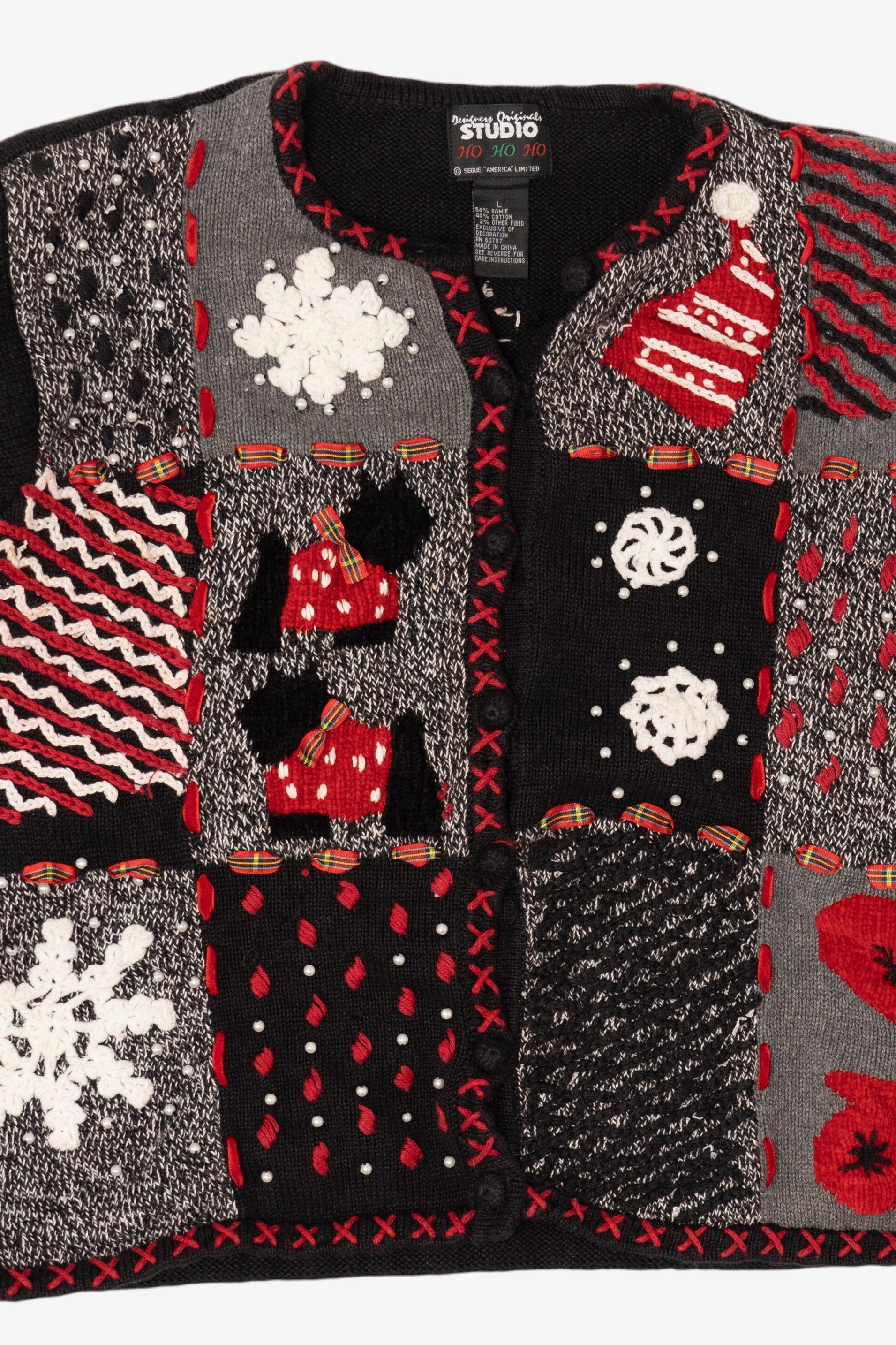 Vintage Black Designers Originals Studio Scottie Dogs Ugly Christmas Cardigan (1990s)