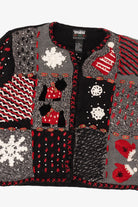 Vintage Black Designers Originals Studio Scottie Dogs Ugly Christmas Cardigan (1990s)