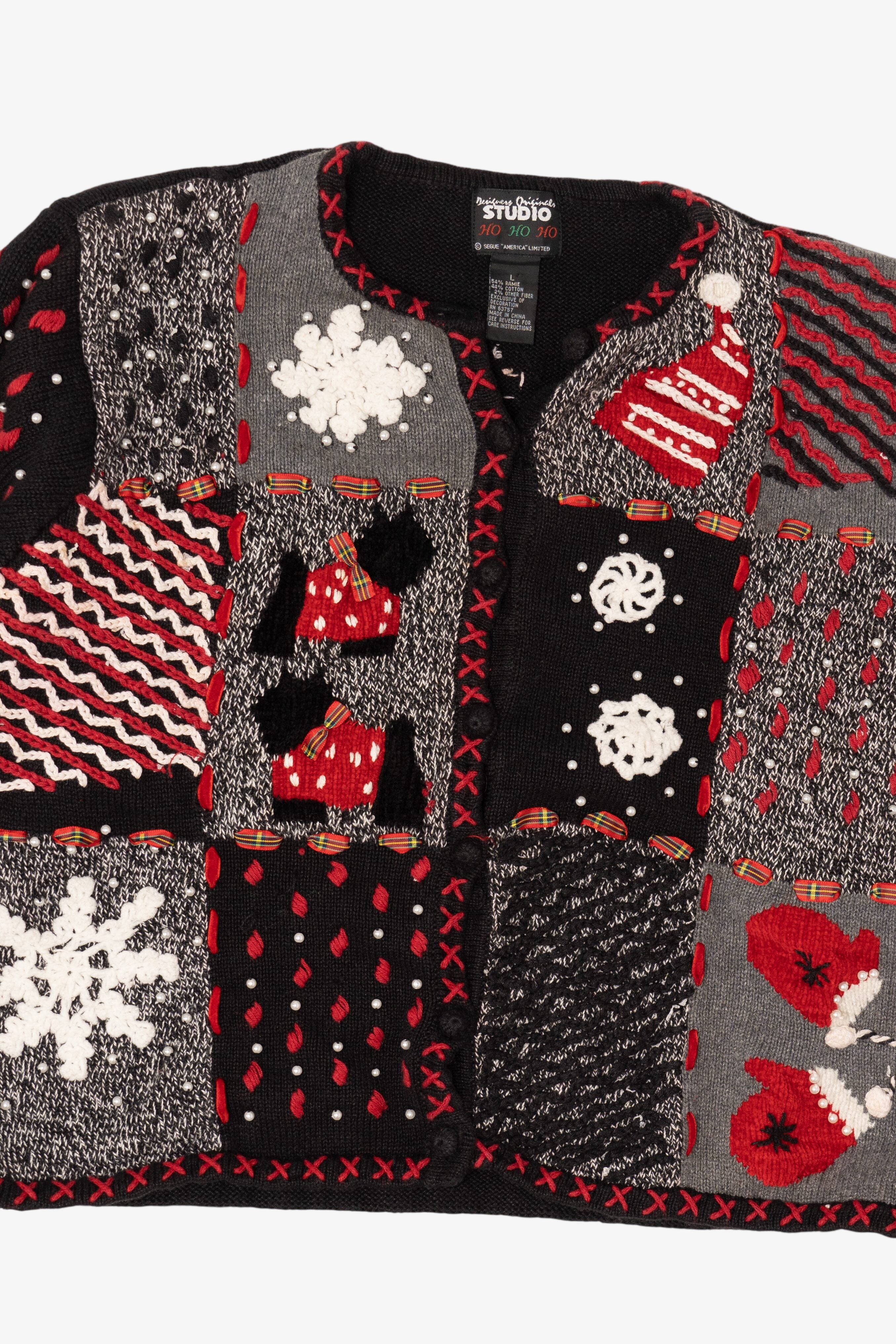 Vintage Black Designers Originals Studio Scottie Dogs Ugly Christmas Cardigan (1990s)