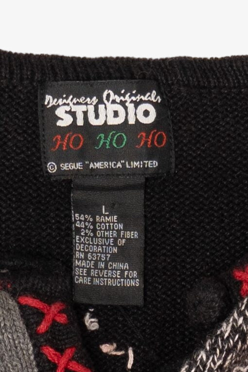 Vintage Black Designers Originals Studio Scottie Dogs Ugly Christmas Cardigan (1990s)