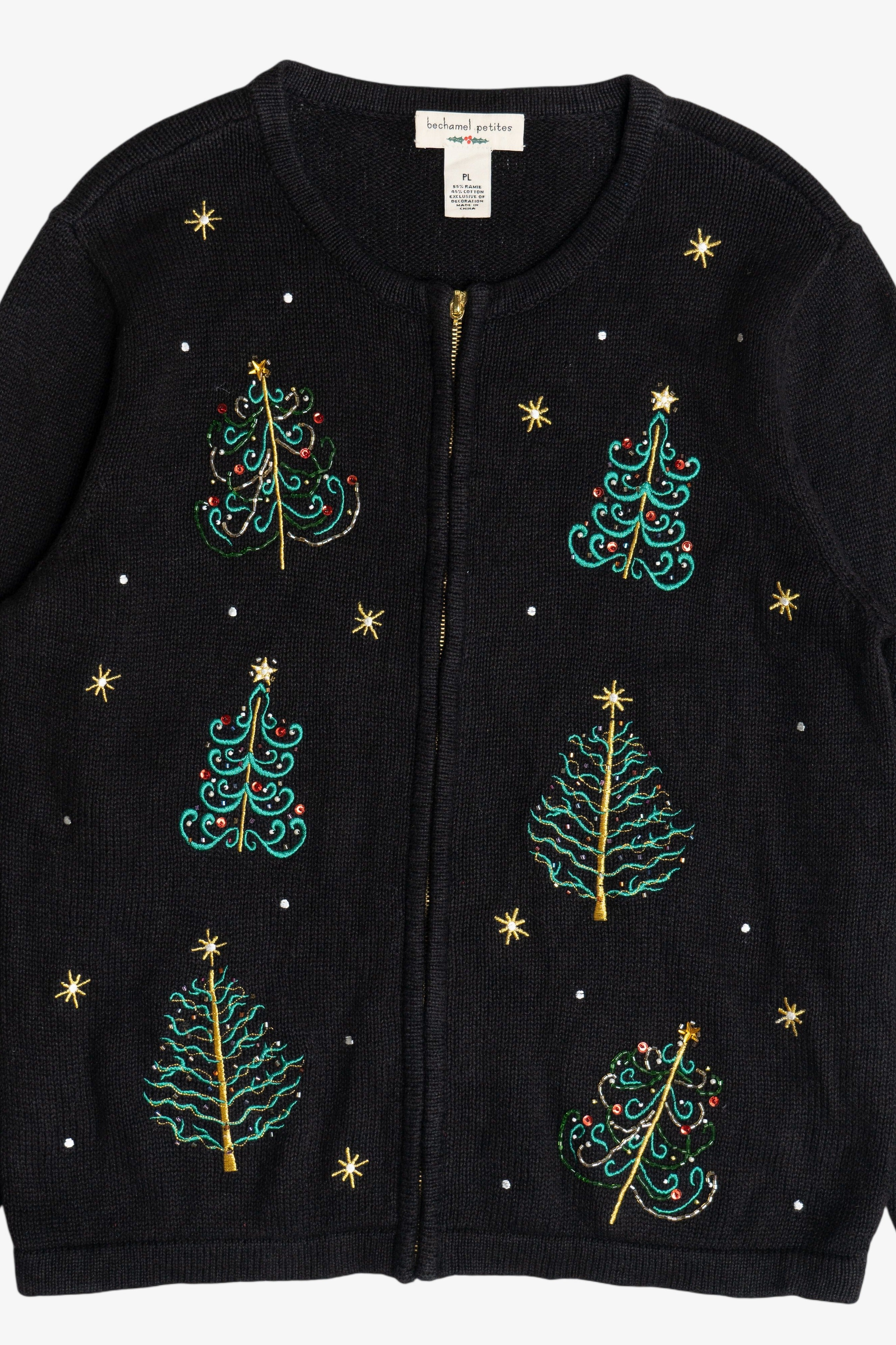Vintage Bechamel Petites Christmas Trees Ugly Christmas Sweater (1990s)