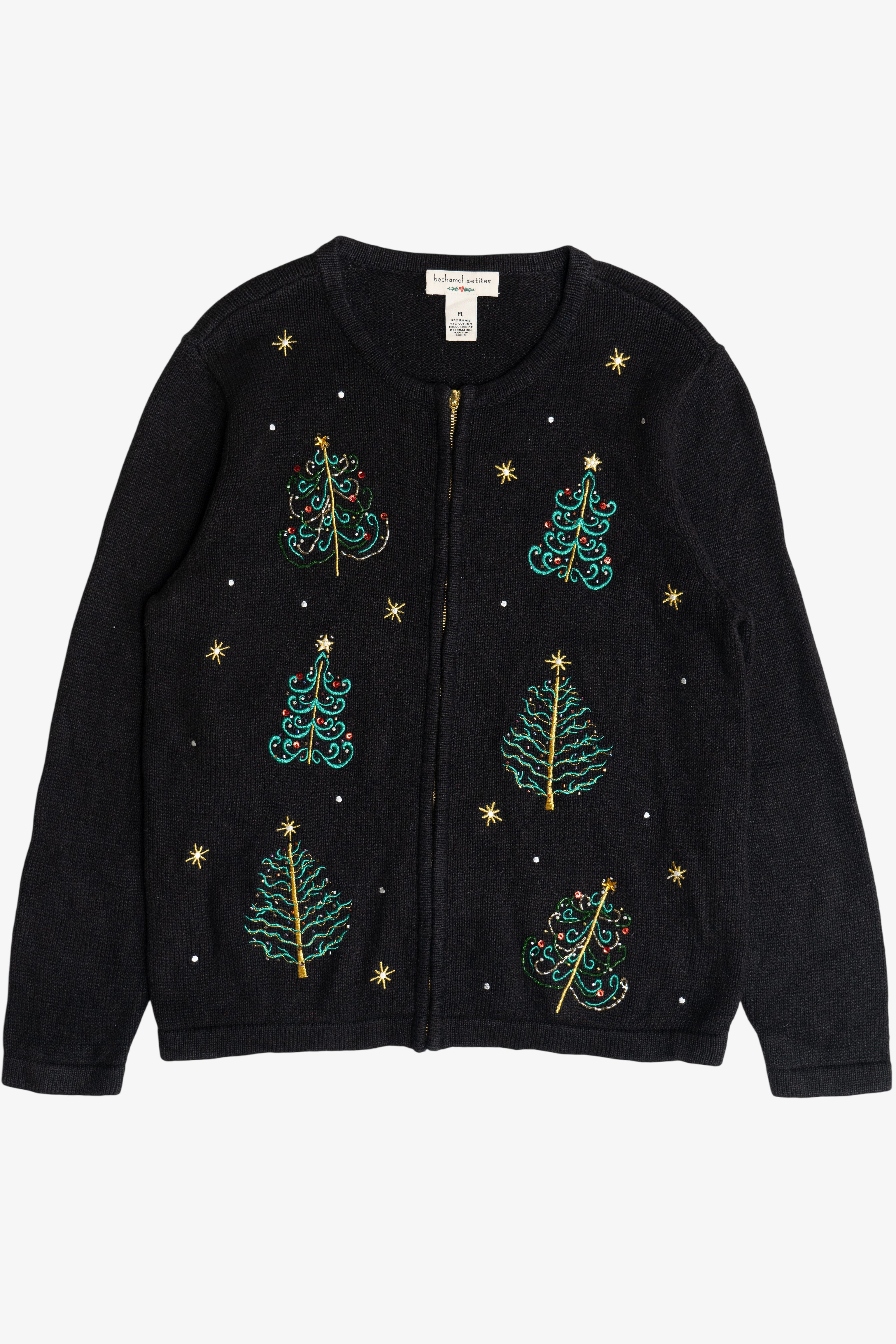 Vintage Bechamel Petites Christmas Trees Ugly Christmas Sweater (1990s)