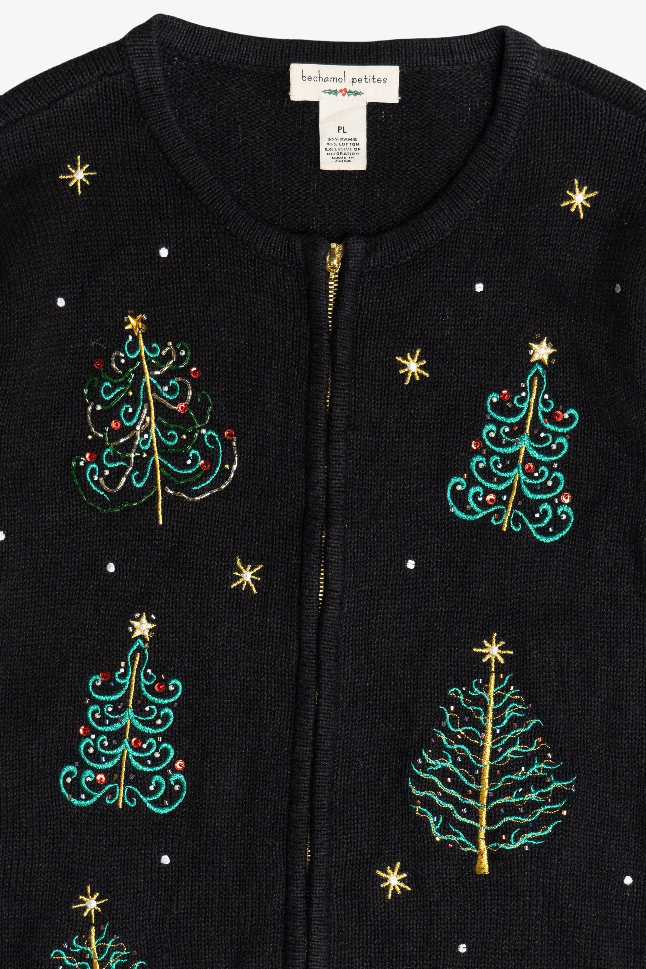 Vintage Bechamel Petites Christmas Trees Ugly Christmas Sweater (1990s)