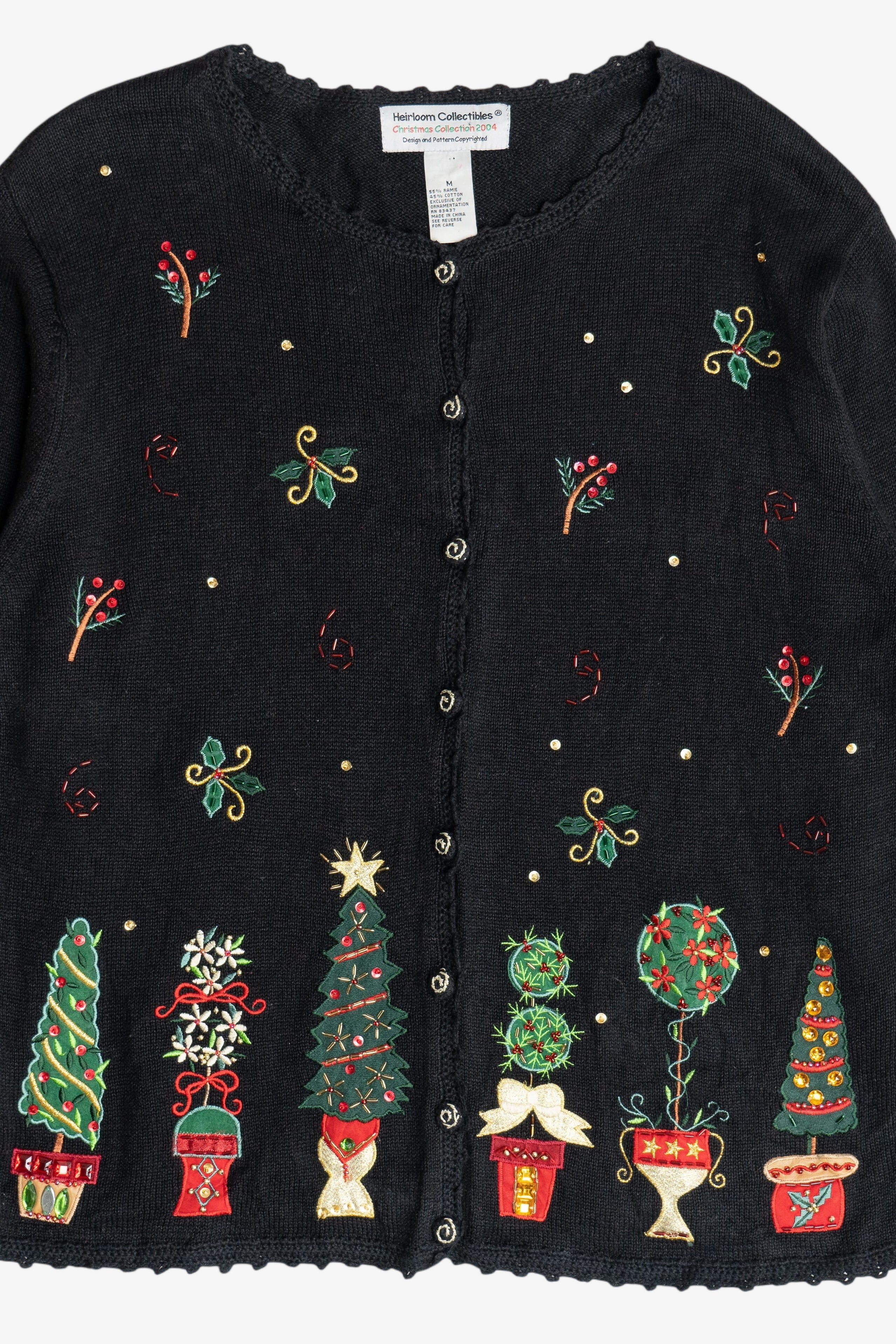 Vintage Heirloom Collectibles Decorative Trees Ugly Christmas Sweater (1990s)