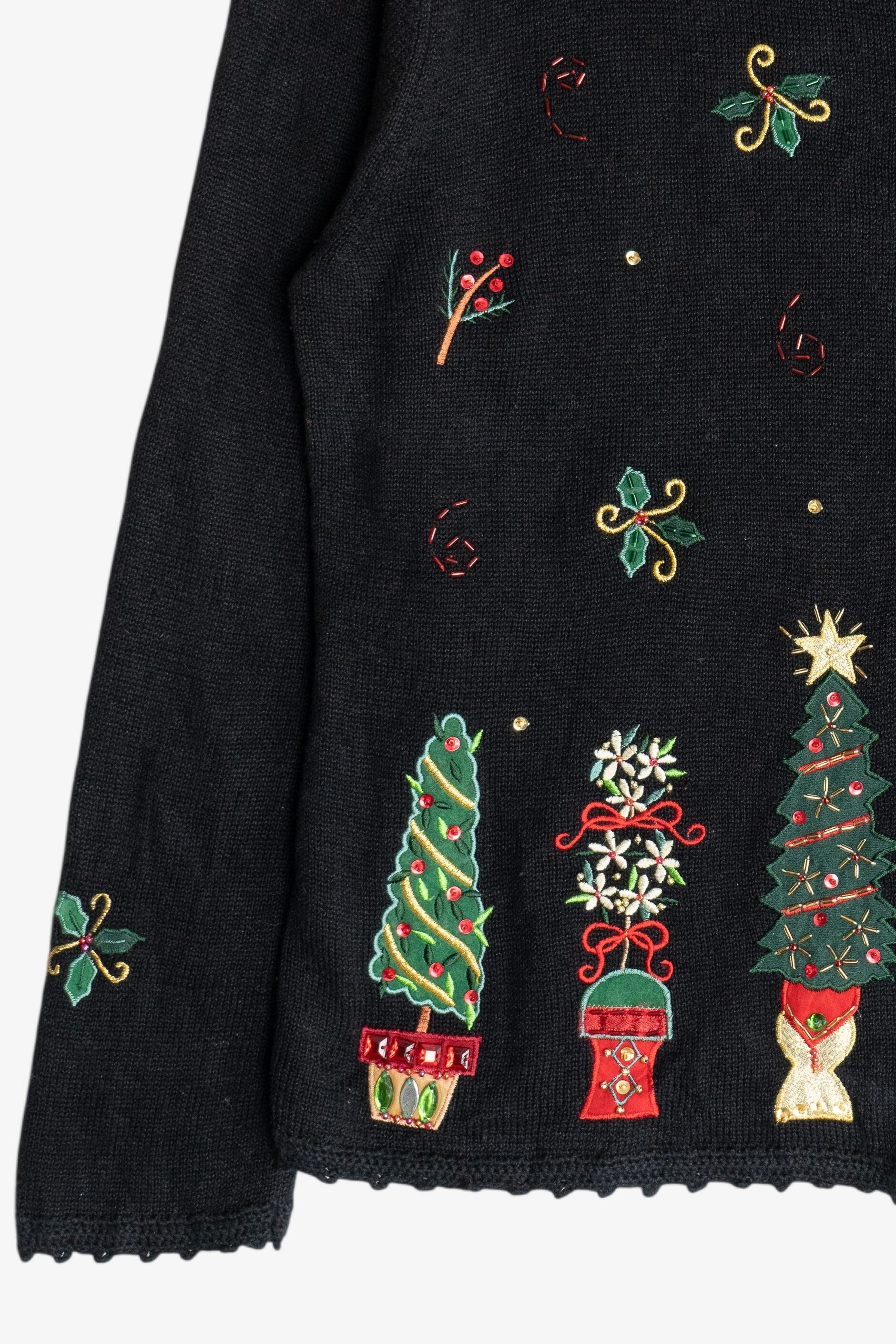 Vintage Heirloom Collectibles Decorative Trees Ugly Christmas Sweater (1990s)